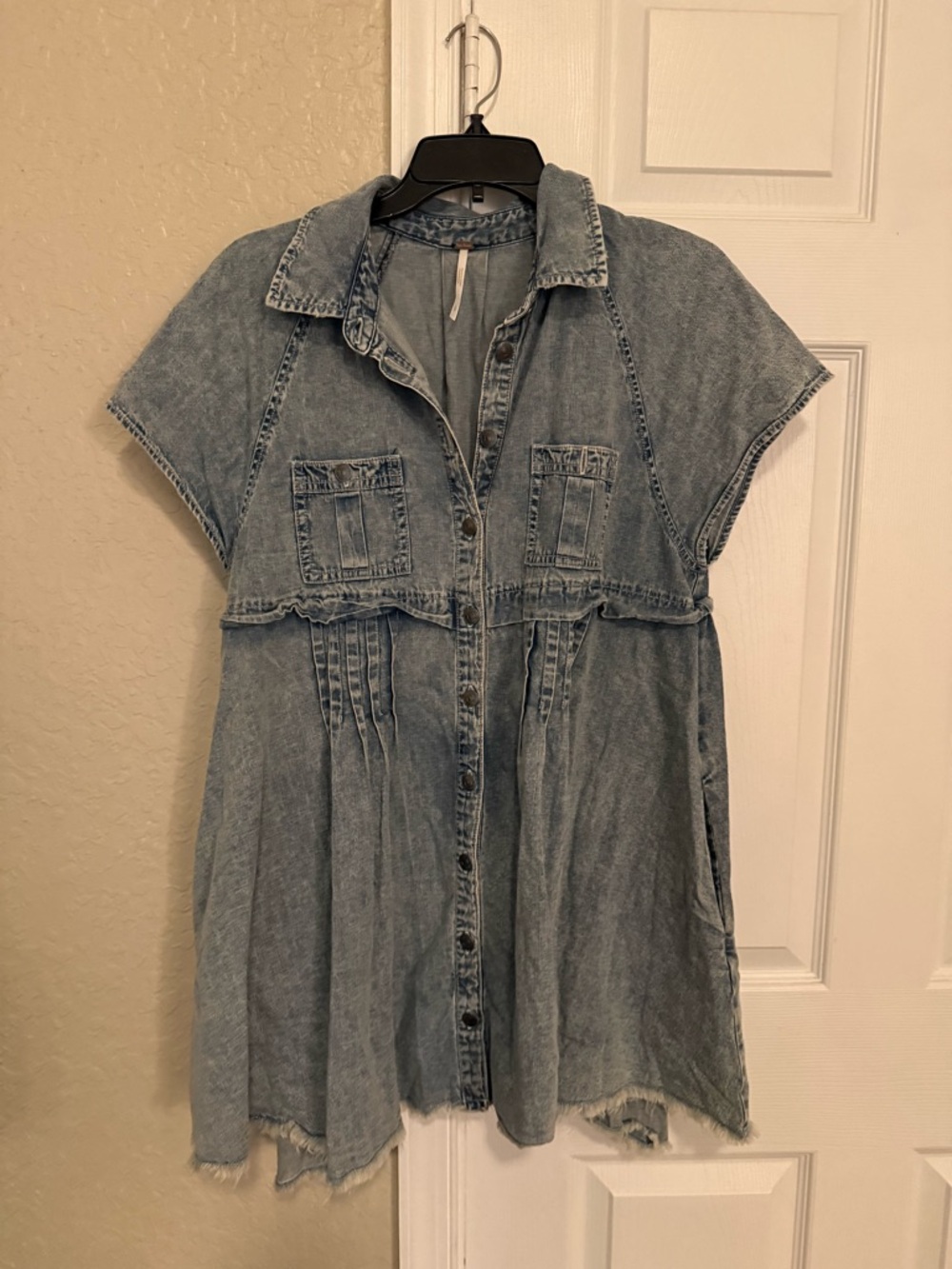 Free People Light Blue Denim Mini Dress